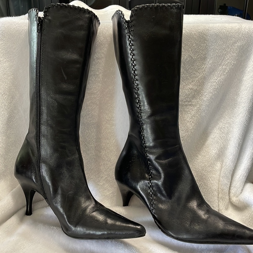 Sudini calf length whipstitched heel boots SZ 11